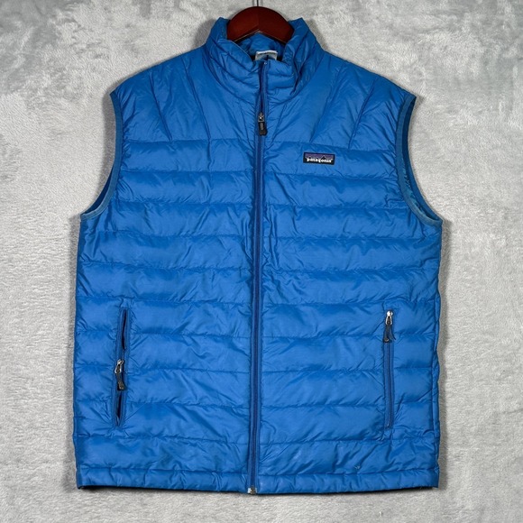 Patagonia Vest Mens M Blue Down Sweater Quilted Full Zip Puffer Lightweight*